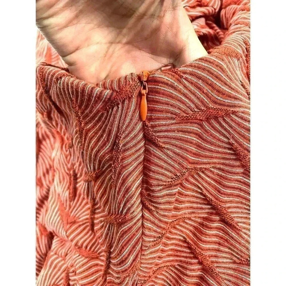 Orange Textured Fit & Flare Dress SMALL Cross Back Cap Sleeves Bar iii - Picture 6 of 16